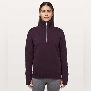 Lululemon Burgundy Half Zip Turtleneck Quilted Pullover Sweater Women’s Size 2